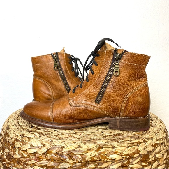 Bed Stu Shoes Bed Stu Bonnie Womens Tan Rustic Leather Zip Boots